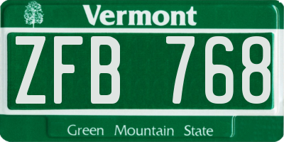 VT license plate ZFB768