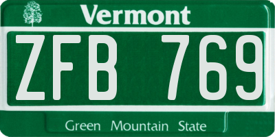 VT license plate ZFB769