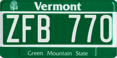 VT license plate ZFB770