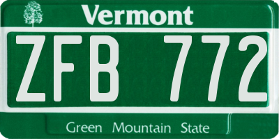 VT license plate ZFB772