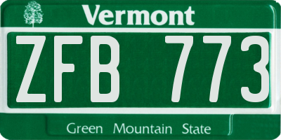 VT license plate ZFB773