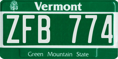VT license plate ZFB774