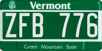 VT license plate ZFB776