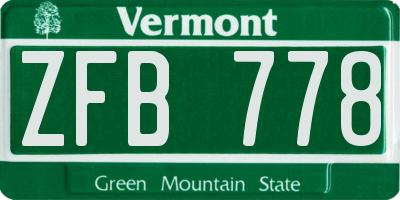VT license plate ZFB778