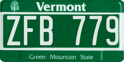 VT license plate ZFB779