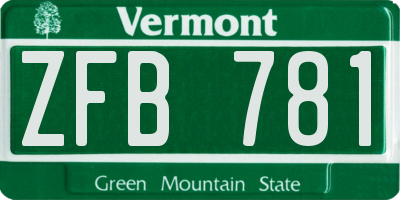 VT license plate ZFB781