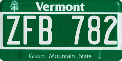 VT license plate ZFB782