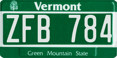 VT license plate ZFB784