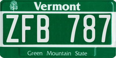 VT license plate ZFB787