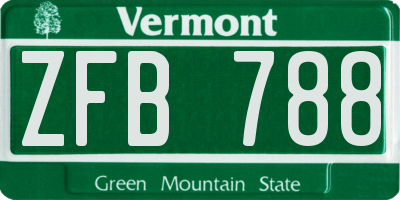 VT license plate ZFB788