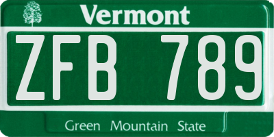VT license plate ZFB789
