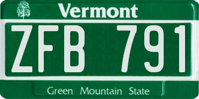 VT license plate ZFB791