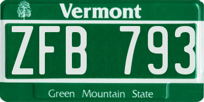 VT license plate ZFB793