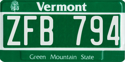 VT license plate ZFB794