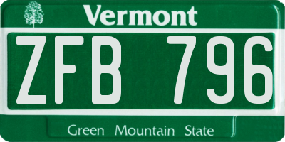 VT license plate ZFB796