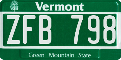 VT license plate ZFB798