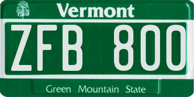 VT license plate ZFB800