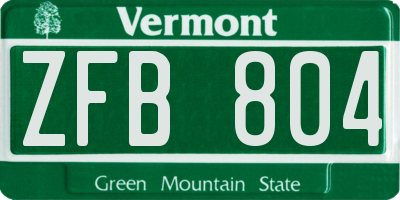 VT license plate ZFB804