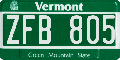 VT license plate ZFB805