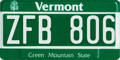 VT license plate ZFB806