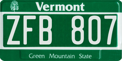 VT license plate ZFB807