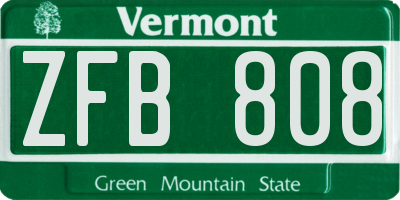 VT license plate ZFB808