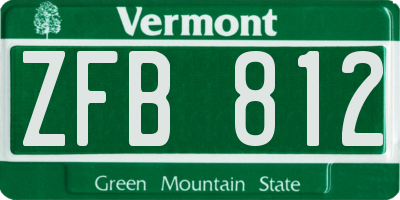 VT license plate ZFB812