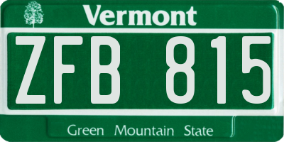 VT license plate ZFB815