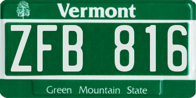 VT license plate ZFB816
