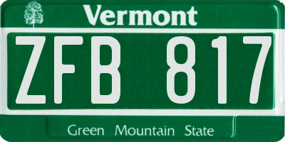 VT license plate ZFB817