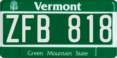 VT license plate ZFB818
