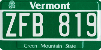 VT license plate ZFB819