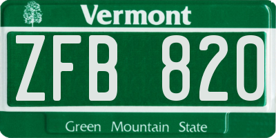 VT license plate ZFB820