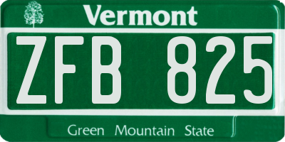 VT license plate ZFB825