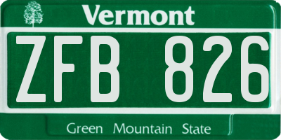 VT license plate ZFB826
