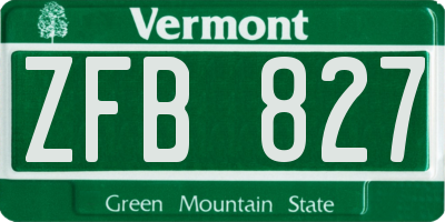VT license plate ZFB827