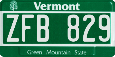 VT license plate ZFB829