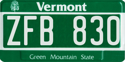 VT license plate ZFB830