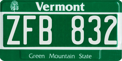 VT license plate ZFB832