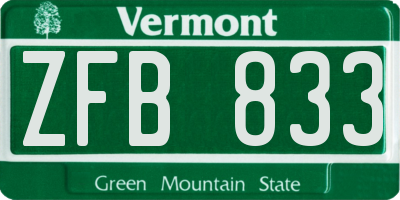 VT license plate ZFB833