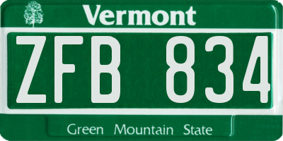 VT license plate ZFB834