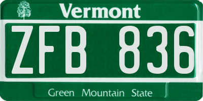 VT license plate ZFB836