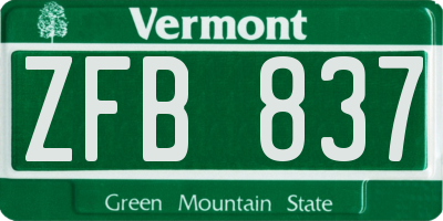 VT license plate ZFB837