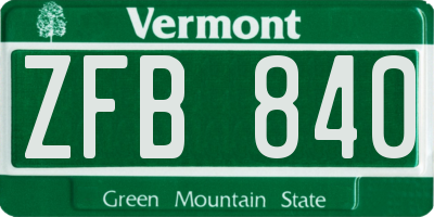 VT license plate ZFB840
