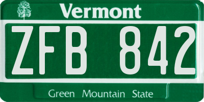 VT license plate ZFB842