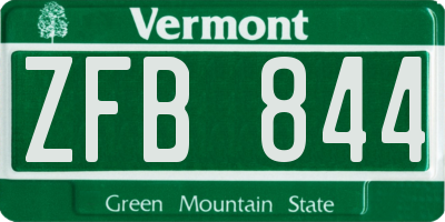 VT license plate ZFB844