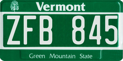 VT license plate ZFB845