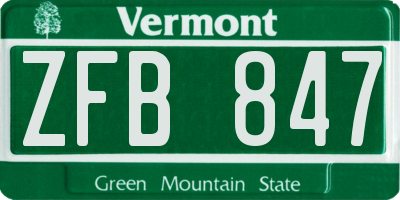 VT license plate ZFB847