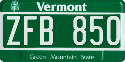 VT license plate ZFB850