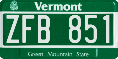 VT license plate ZFB851